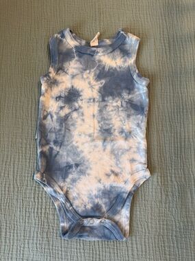 Sleeveless Tie-Dye Blue Baby One-Piece Bodysuit